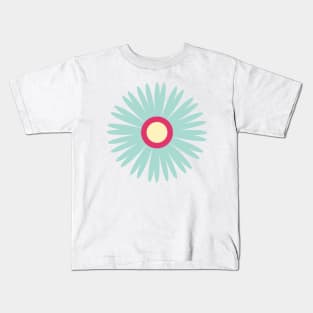 Retro Flower in light blue, pink and yellow Kids T-Shirt